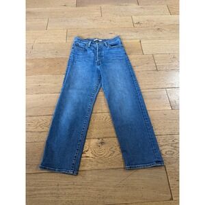 Levi's Womens Ribcage Straight Ankle Jeans Size 28 Button Fly Denim Blue